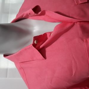 Paul Fredrick linen coral colored long sleeve 2 pocket shirt. XL
